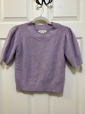 Happily Grey lavender purple crop short sleeved sweater size M